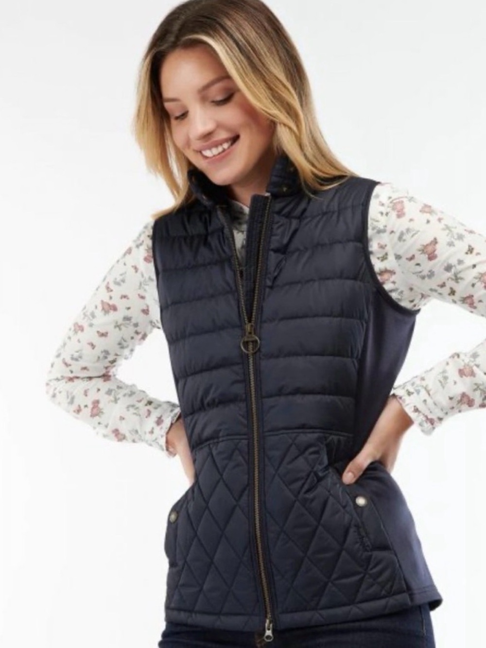Barbour Esme Quilted Puffer Black Vest Jacket Sz 1X Equestrian Gorpcore Career
